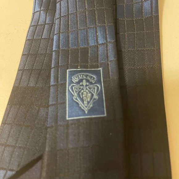 Gucci Gg Pattern Tie Made In Italy Silk Thick Black mens tie, long. - Picture 9 of 12